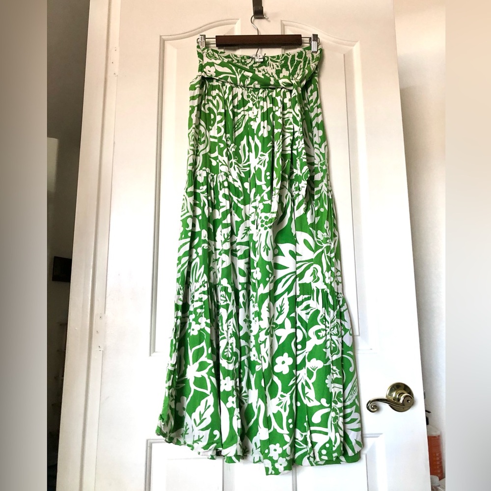 HYFVE Green & White Floral Maxi Skirt